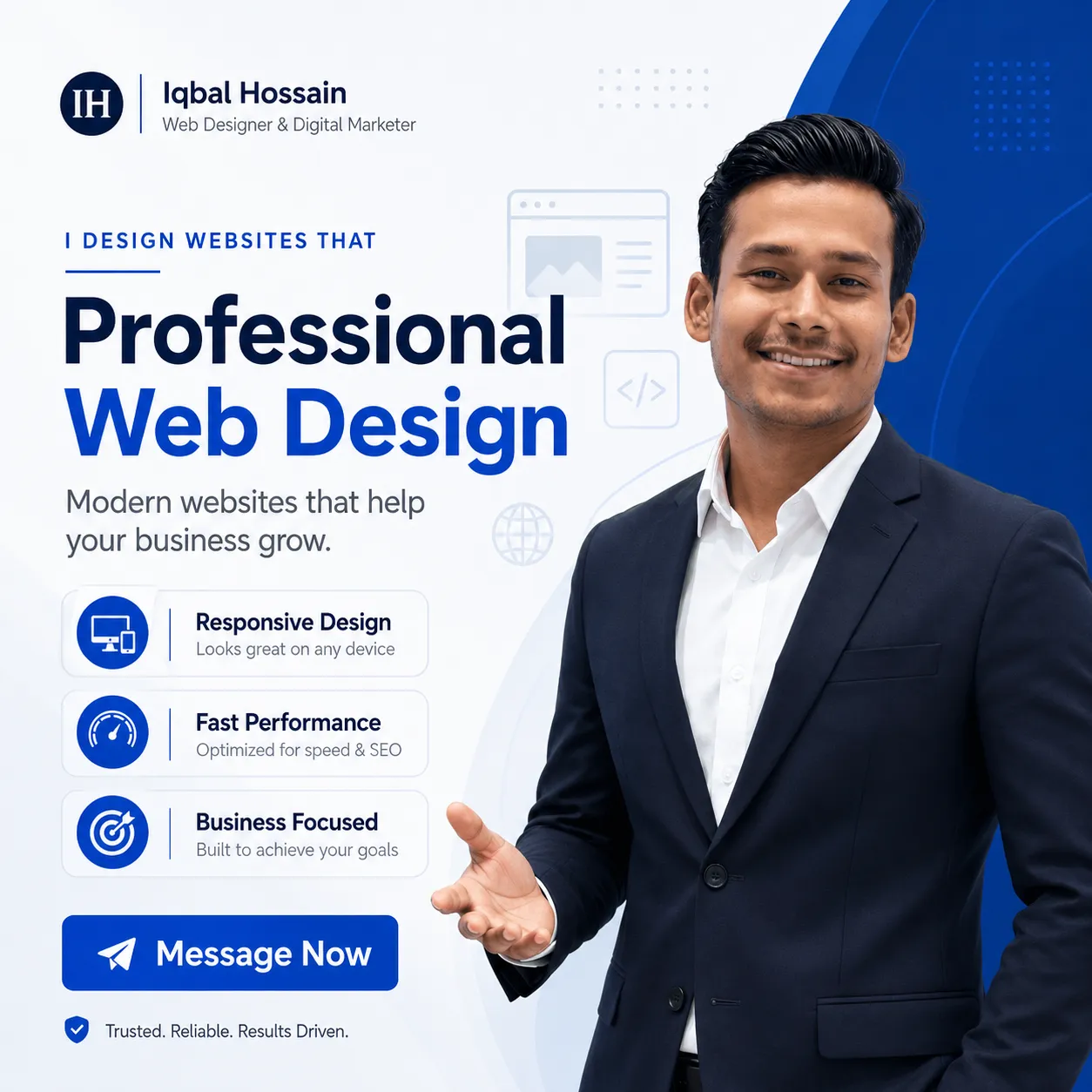 Professional Web Design promotional graphic